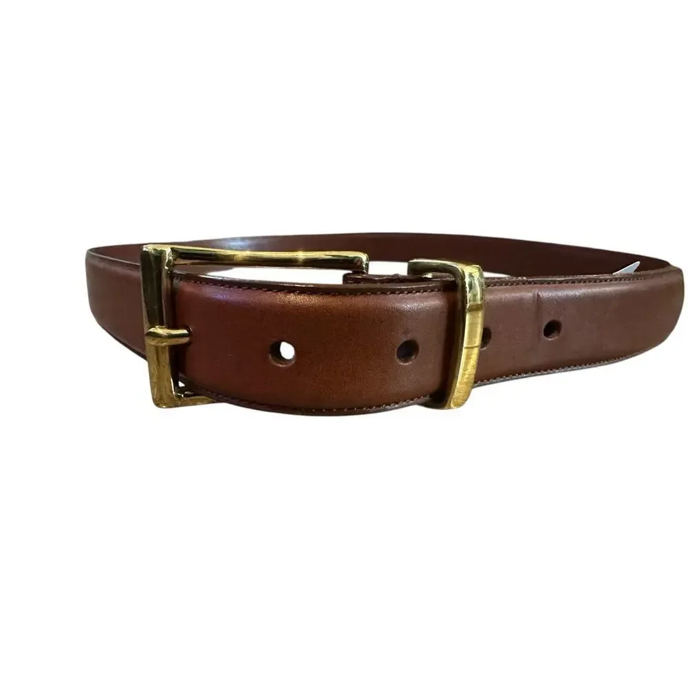 Polo Ralph Lauren Men's Brown Genuine Leather brass Buckle Belt Size 40